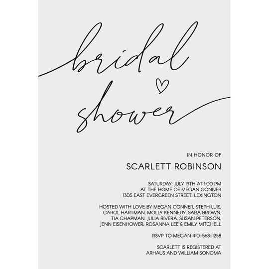 Bridal Shower Heart Invitations